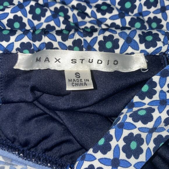 Max Studio Sleeveless Printed Dress Women’s Small Floral Blue White Green - Picture 7 of 9